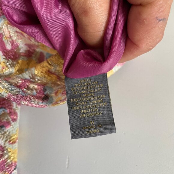 Zac Posen For Target Floral V-Neck Dress Size junior 11 Pink/Yellow Polyester/Co - Picture 7 of 11